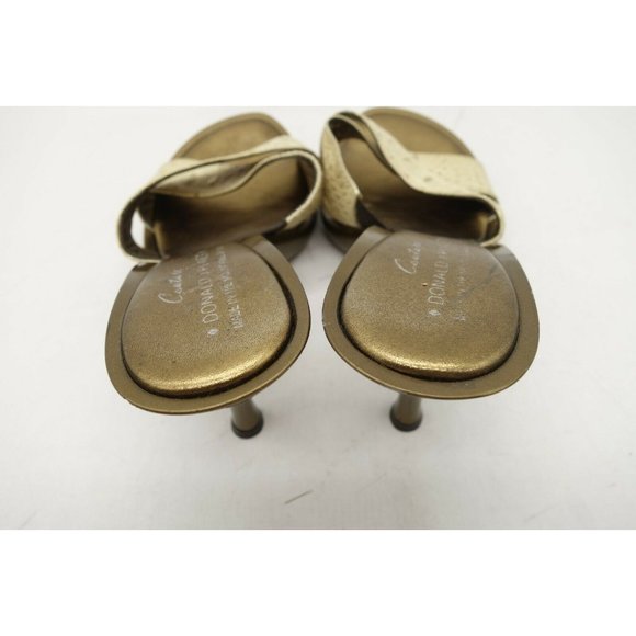 Donald Pliner Couture Cream Gold Alligator Print Slide Heel Shoes Women's 7 M - Picture 8 of 10